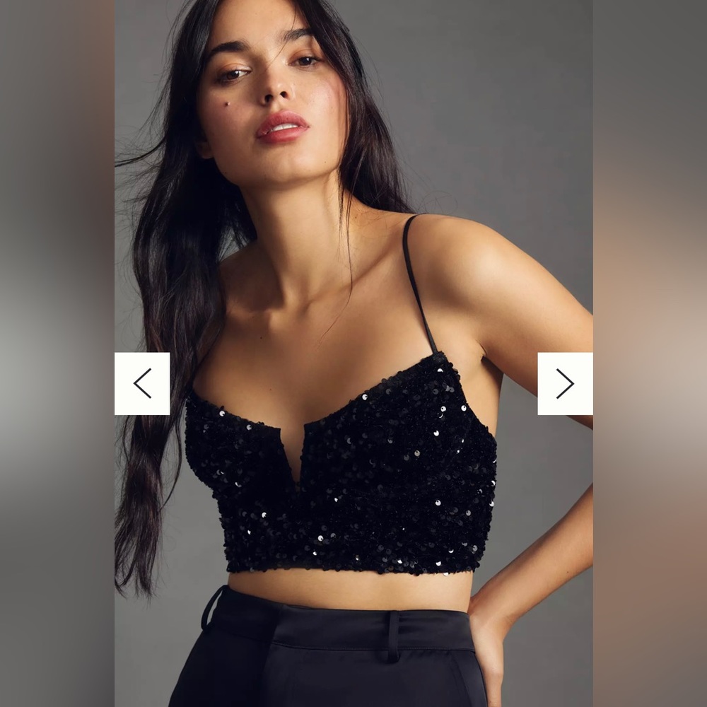By Anthropologie Sequin Bralette Party Top
